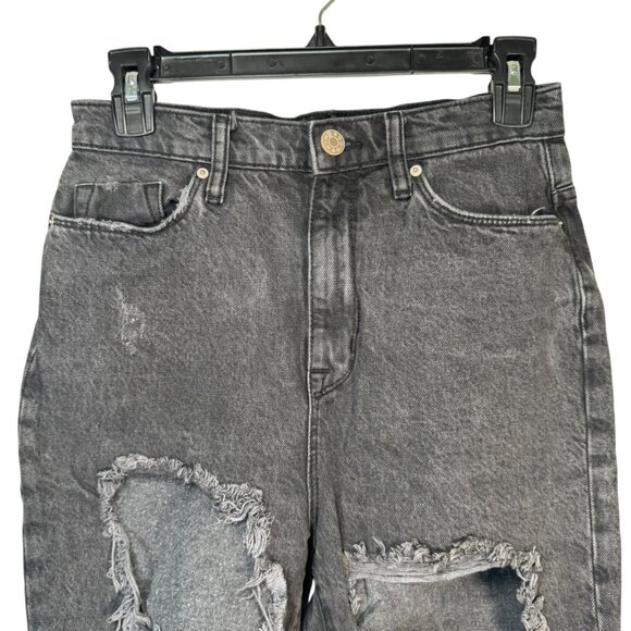 BDG Denim Black Distressed Mom High Rise Jeans Pants Waisted Straight Leg Sz 26 - Picture 2 of 7